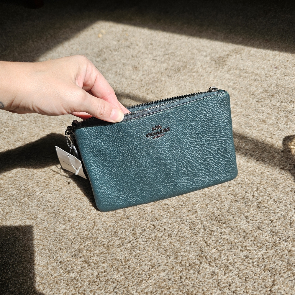 Coach Forest Green Leather Wristlet